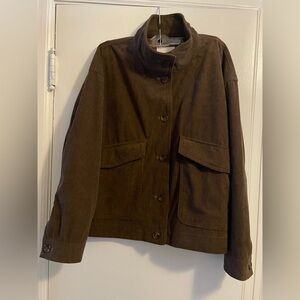 Avec Les Filles Anthropologie Brown Cropped Corduroy Jacket Size Large